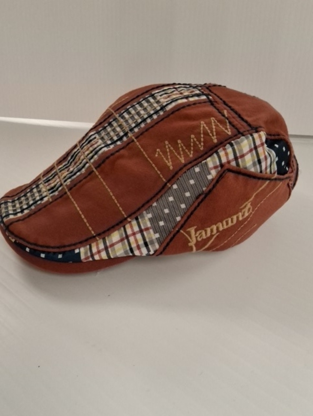 Jamont Rust Plaid Patchwork Driver Cap - Men’s Fashion Flat Cap